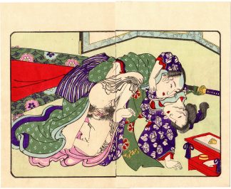 FASHIONABLE TEXTILE PATTERNS: SAMURAI AND BEAUTY (Utagawa Kuniyoshi)