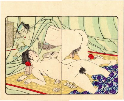FASHIONABLE TEXTILE PATTERNS: UNDER THE MOSQUITO NET (Utagawa Kuniyoshi)