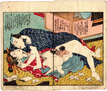 THE FOUR SEASONS IN A LOOKING GLASS: LOVERS ON TATAMI (Utagawa Kunisada)