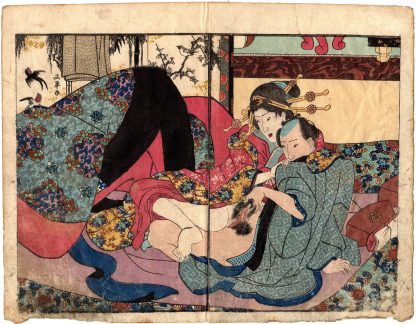 THE HAIR OF A SILVER COUPLE: COURTESAN AND LOVER (Utagawa Kunisada)