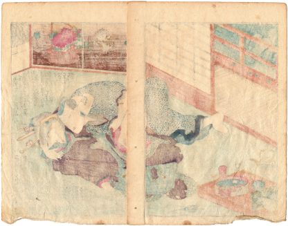 THE HAIR OF A SILVER COUPLE: GEISHA AND GUEST (Utagawa Kunisada)