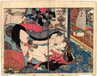 THE HAIR OF A SILVER COUPLE: PROSTITUTE AND CLIENT (Utagawa Kunisada)