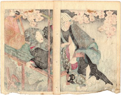 THE HAIR OF A SILVER COUPLE: FURTIVE LOVERS AT NIGHT (Utagawa Kunisada)