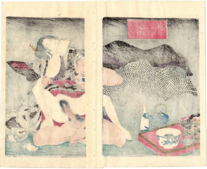 GEISHA FUSAHACHI HAVING FUN WITH A PLEASURE BOATMAN (Utagawa Kunisada)
