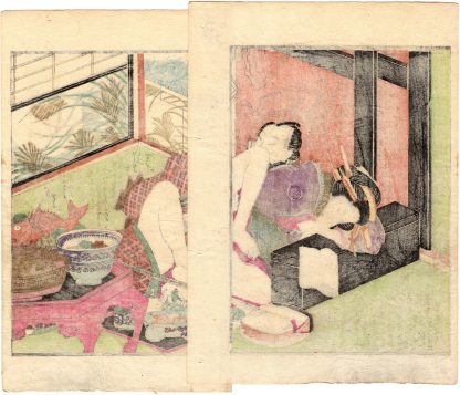PURPLE WAKA POETRY: GUEST AND SHAMISEN PLAYER (Utagawa Kunimori II)