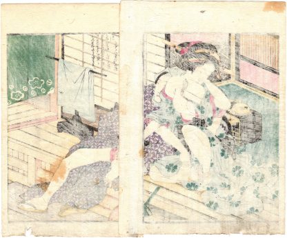 PURPLE WAKA POETRY: FLIRTING IN THE SUMMER HEAT (Utagawa Kunimori II)