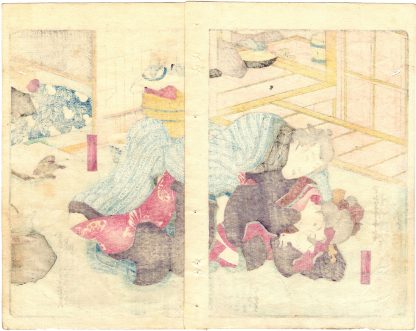 LINGERING PLUM SCENT IN THE SLEEPING CHAMBER: THE SEDUCER TANJIRO AND THE YOUNG OCHO (Utagawa Kunisada)