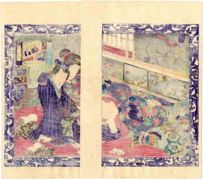FIFTY-FOUR CHAPTERS OF FLOATING WORLD GENJI: AN AUTUMN TEMPEST (Utagawa Kunimori II)