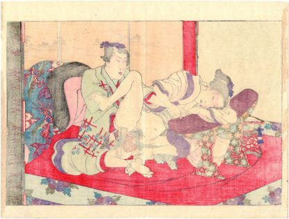 PLEASURE IN FIFTY-SOME FEELINGS: ASHIKAGA MITSUUJI AND LADY FUTABA ON HER SICKBED (Toyohara Chikanobu)