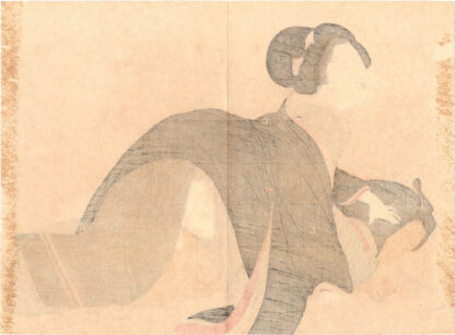 CHERRY BLOSSOMS AT NIGHT: LOVING COUPLE WITH A SHUNGA BOOK (Takeuchi Keishu)