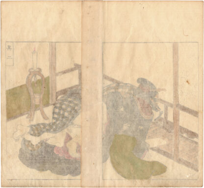 THE LUSTFUL DOORS: NOCTURNAL LOVE ENCOUNTER ON THE TOP FLOOR (Utagawa Kunisada)