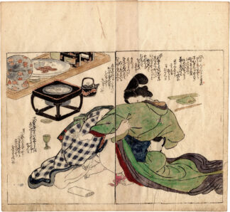 THE LUSTFUL DOORS: LOVER CURLED UP ON A BEAUTY'S LAP (Utagawa Kunisada)