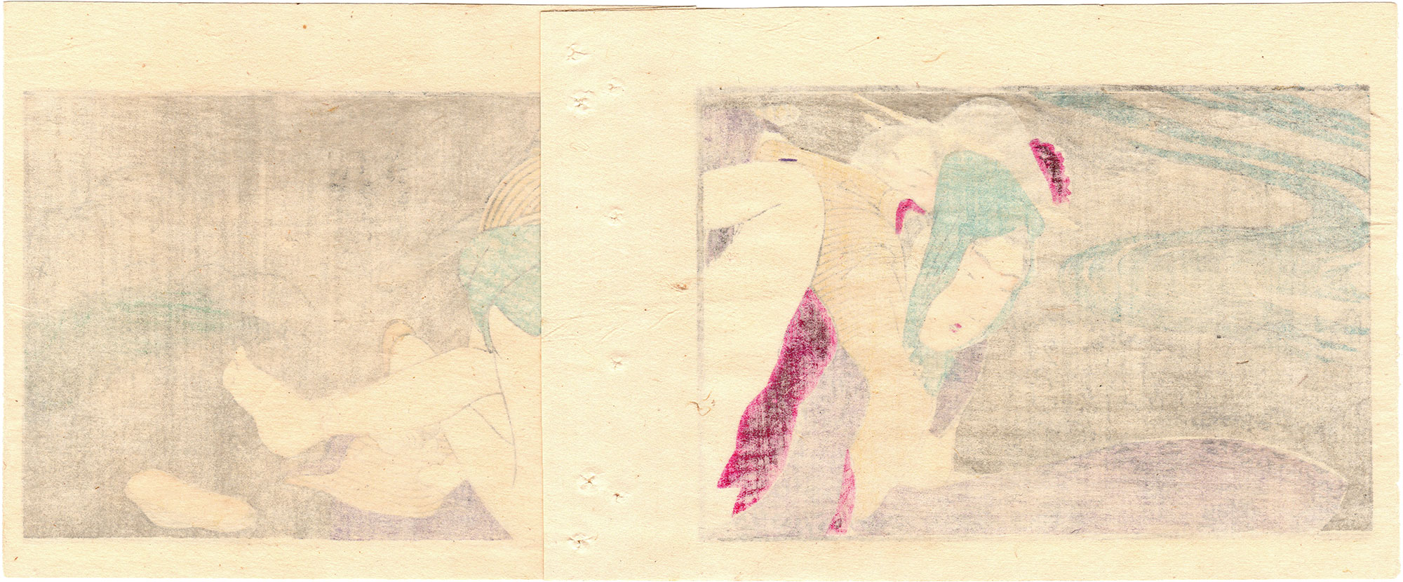 FURTIVE ENCOUNTER ON THE RIVER BANK (Utamaro School)
