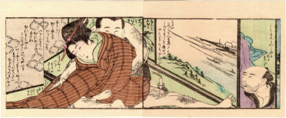 HAIRY MAN AND RUDE VOYEUR (Utamaro School)