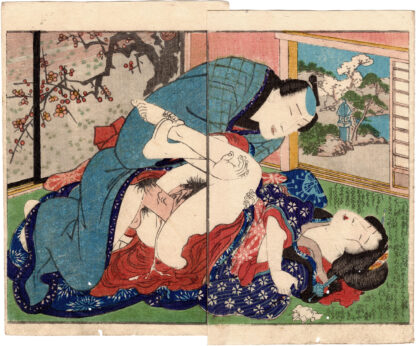 A TALE OF SLEEPING FLOWERS IN THE FOUR SEASONS: LOVERS AND PLUM BLOSSOM DECORATION (Koikawa Shozan)