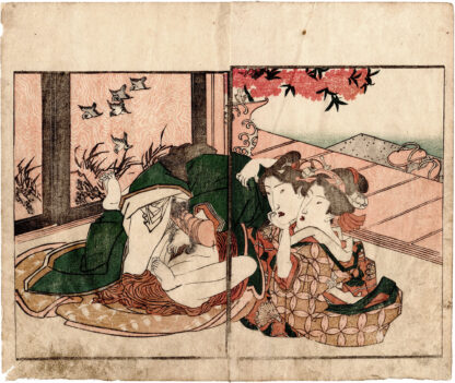 THE TALE OF THE BROCADE TREE: PASSIONATE RENDEZVOUS BETWEEN THE YOUNG UMEJIRO AND HIS BELOVED COUSIN OHANA (Utagawa Kuninao)