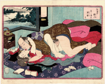 A BEDSIDE GUIDE: OTSUYA AND TOKUSHICHI GIVING FREE REIN TO THEIR SENSUAL PLEASURES (Utagawa Kunisada)