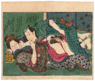 DOUBLE CHERRY BLOSSOMS: NIPPLE SUCKING (Utagawa Kunimaro)